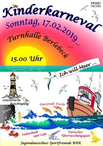 Kinderkarneval, Sonntag 17.02.2019, 15.00 Uhr Turnhalle Berlebeck